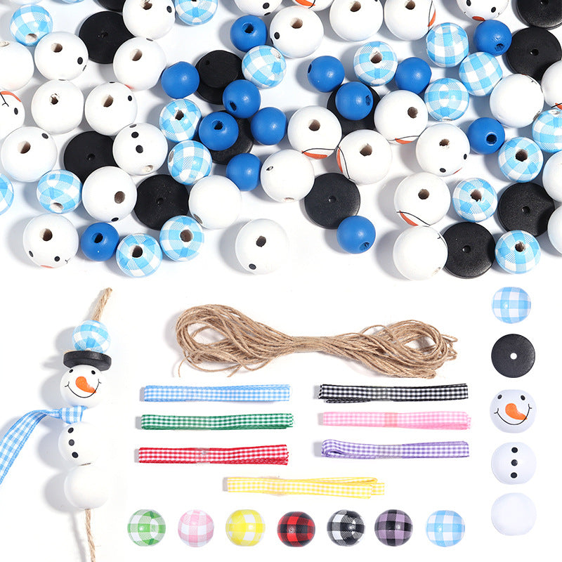 Wholesale Christmas Themed DIY Wooden Beaded Hemp Rope Set